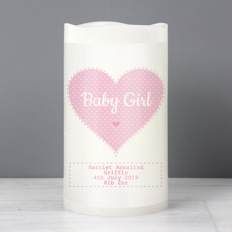 Personalised Stitch & Dot Baby Girl Night Light LED Candle: 2 - LED Lighting By Gift Moments
