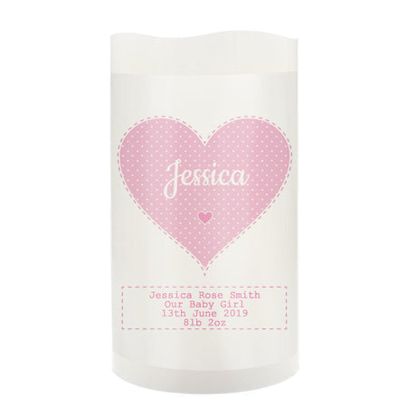 Personalised Stitch & Dot Baby Girl Night Light LED Candle: 3 - LED Lighting By Gift Moments