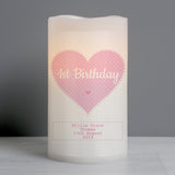 Personalised Stitch & Dot Baby Girl Night Light LED Candle: 4 - LED Lighting By Gift Moments