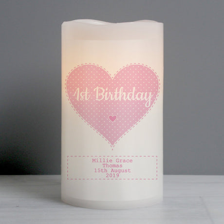 Personalised Stitch & Dot Baby Girl Night Light LED Candle: 4 - LED Lighting By Gift Moments