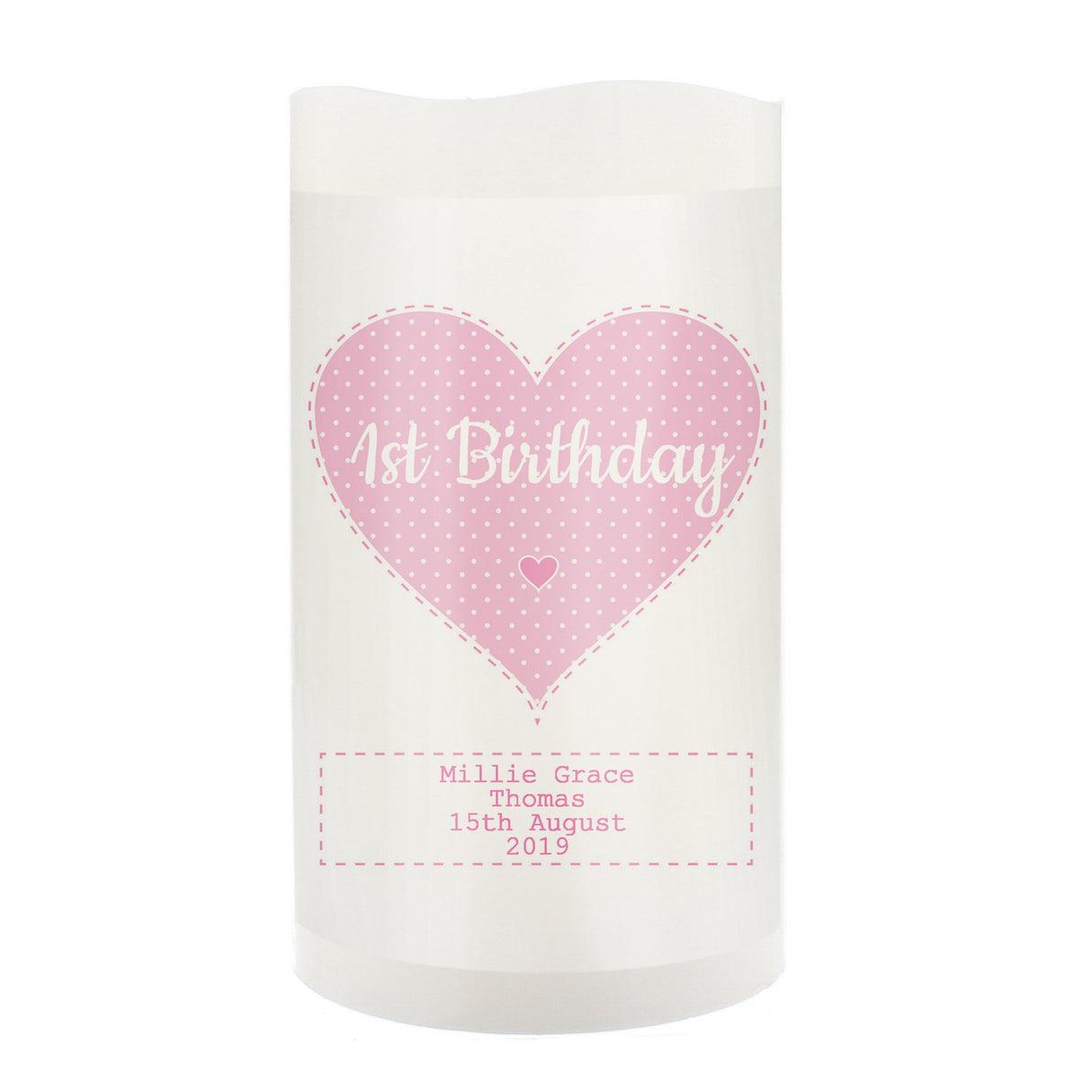 Personalised Stitch & Dot Baby Girl Night Light LED Candle: 6 - LED Lighting By Gift Moments