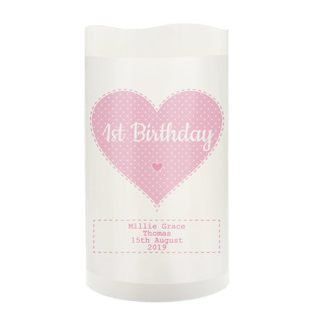 Personalised Stitch & Dot Baby Girl Night Light LED Candle: 6 - LED Lighting By Gift Moments