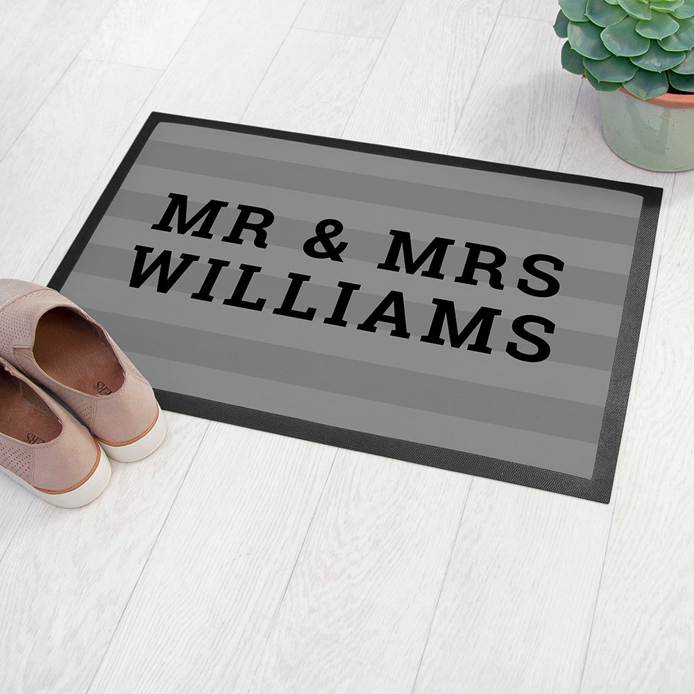 Personalised Indoor Striped Rubber Doormat: 6 - Doormats By Gift Moments