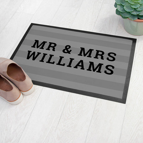 Personalised Indoor Striped Rubber Doormat: 6 - Doormats By Gift Moments