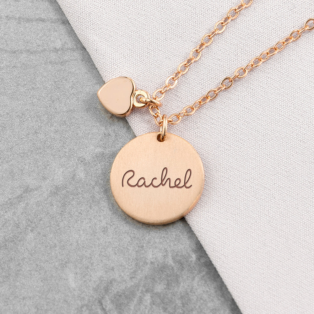 Personalised Summer Style Heart and Disc Necklaces: 4 - Rose Gold - Necklaces By Gift Moments
