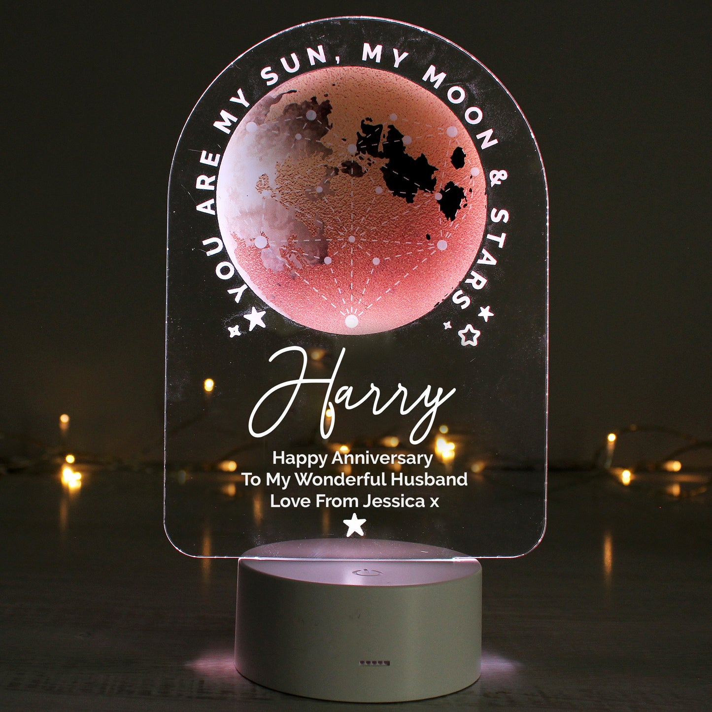 Personalised Sun Moon & Stars LED Colour Changing Night Light: 4 - LED Lighting By Gift Moments