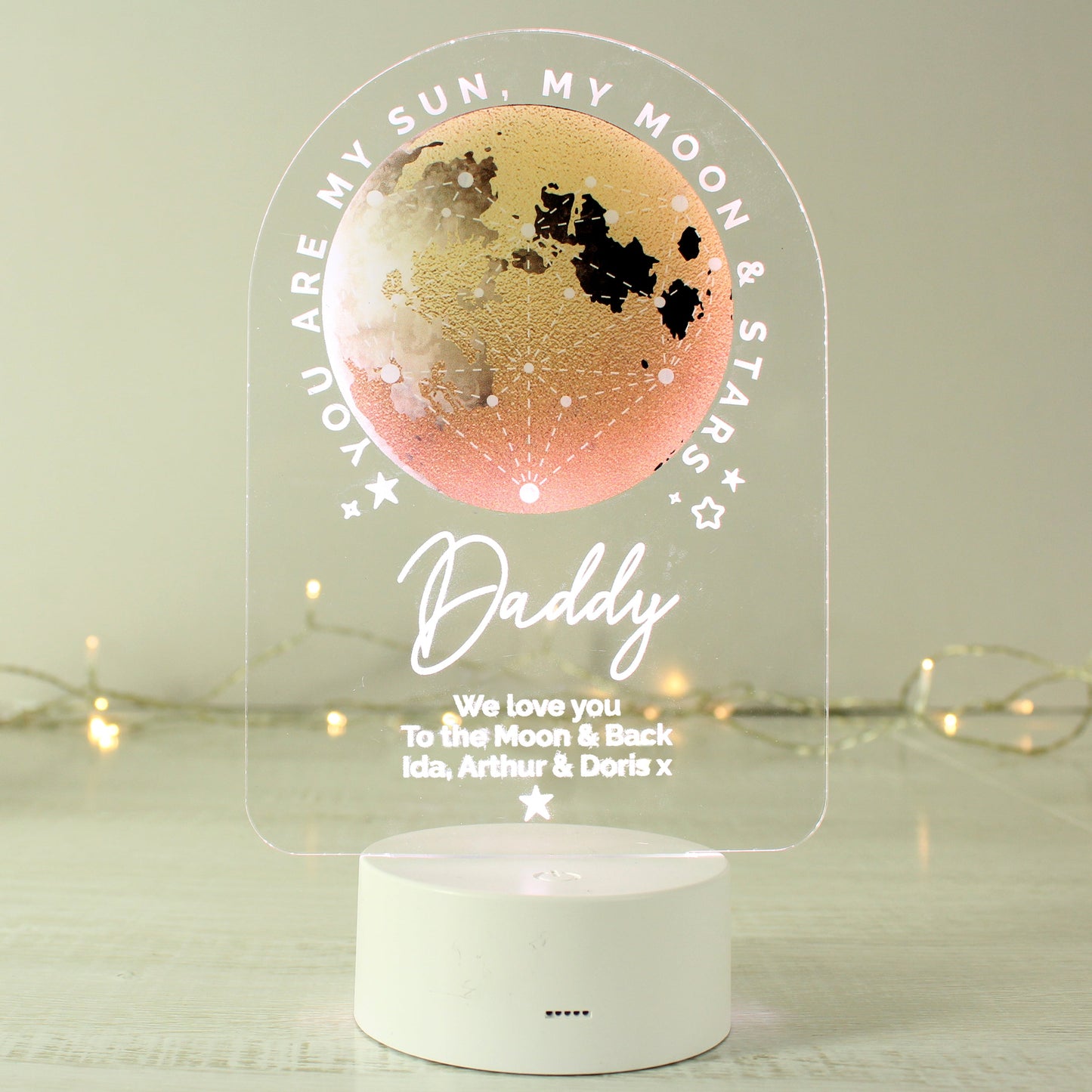 Personalised Sun Moon & Stars LED Colour Changing Night Light: 2 - LED Lighting By Gift Moments