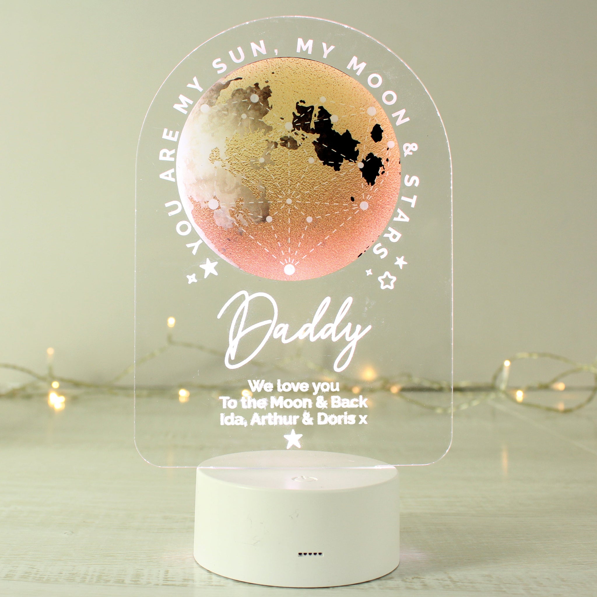 Personalised Sun Moon & Stars LED Colour Changing Night Light: 2 - LED Lighting By Gift Moments