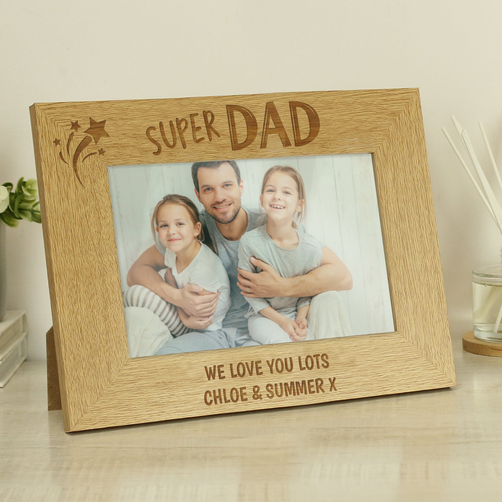 Personalised Super Dad 6x4 Wooden Photo Frame: 3 - Photo Frames By Gift Moments