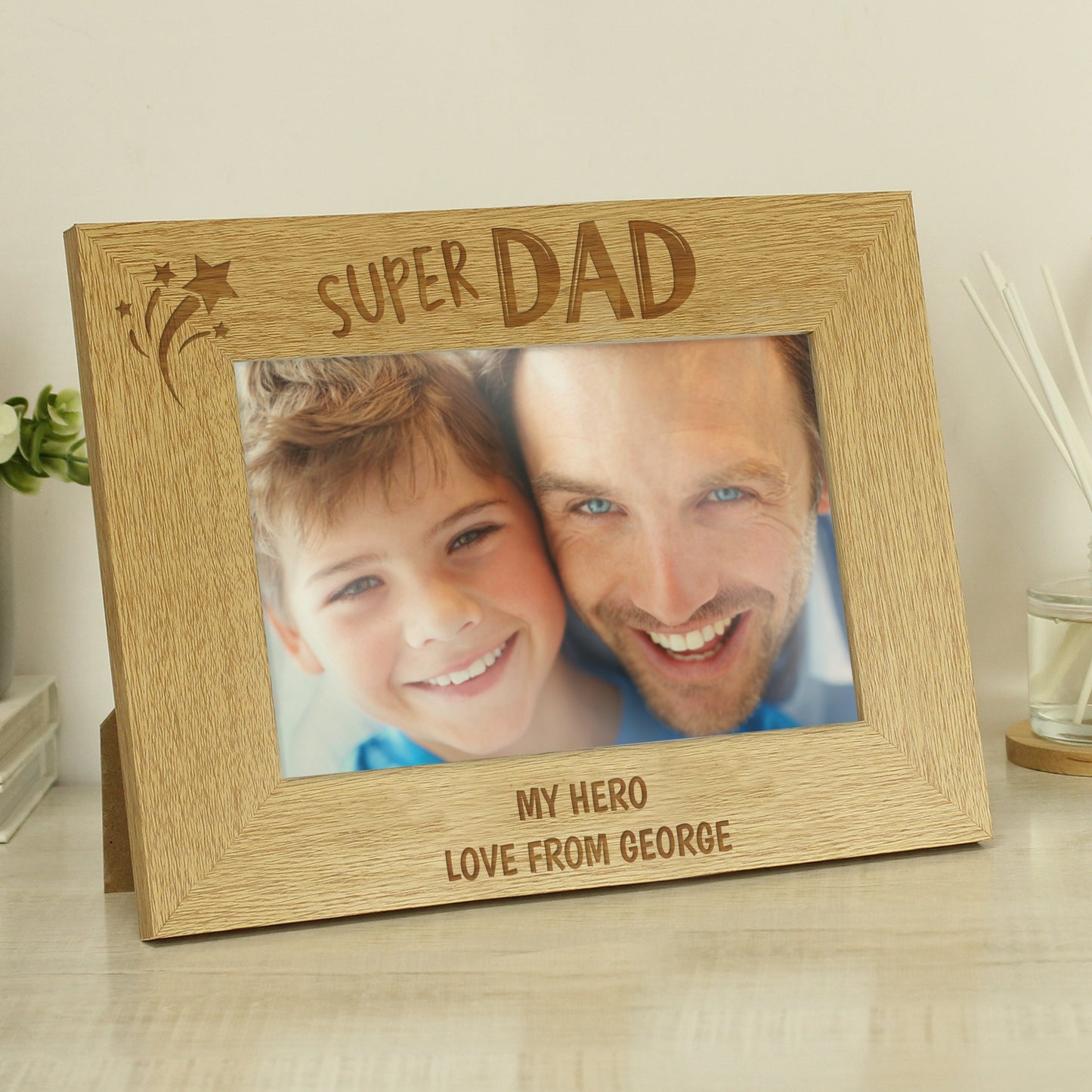 Personalised Super Dad 6x4 Wooden Photo Frame: 1 - Photo Frames By Gift Moments