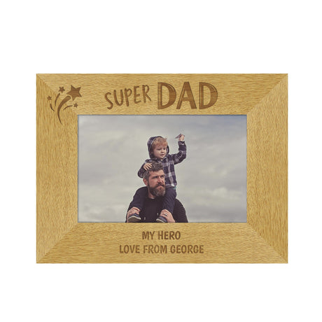 Personalised Super Dad 6x4 Wooden Photo Frame: 5 - Photo Frames By Gift Moments