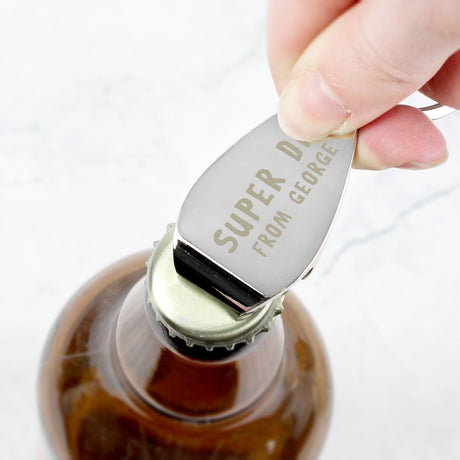 Personalised Super Dad Bottle Opener Keyring: 4 - Keyrings By Gift Moments