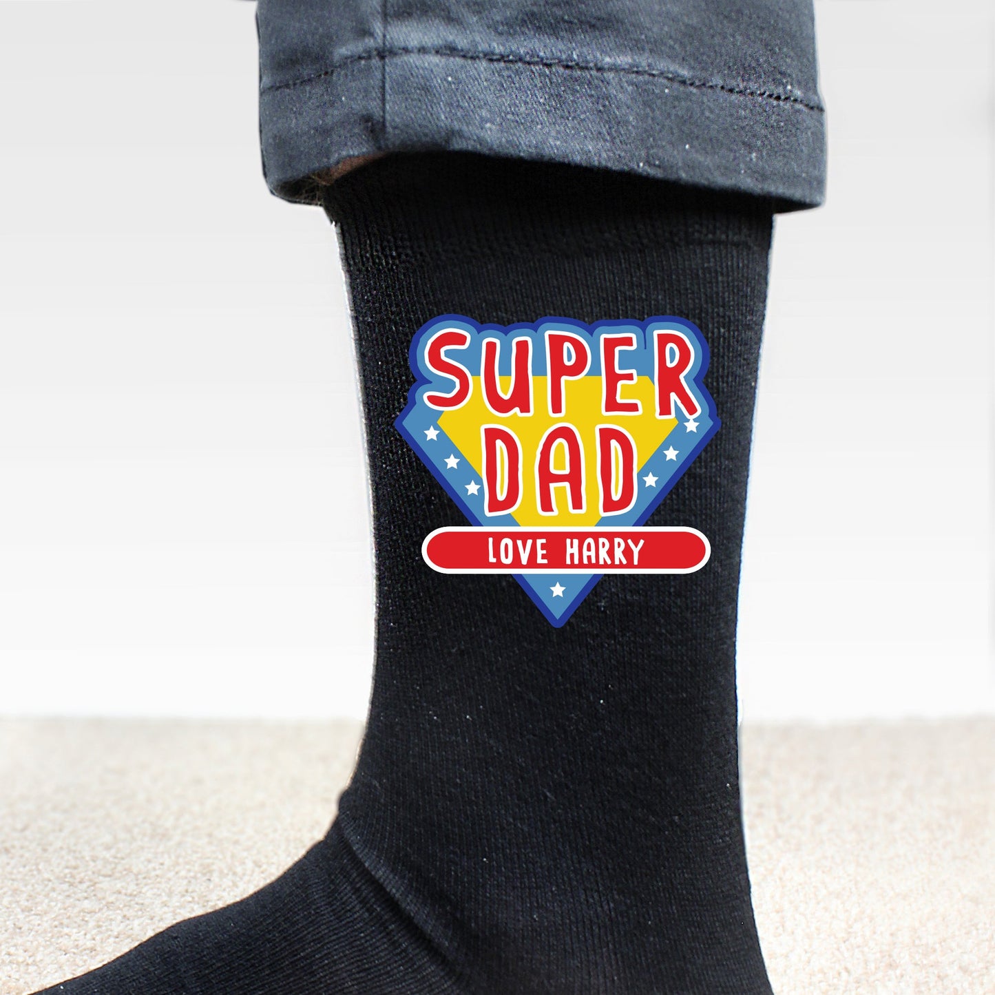 Personalised Super Dad Mens Socks: 1 - Clothing By Gift Moments