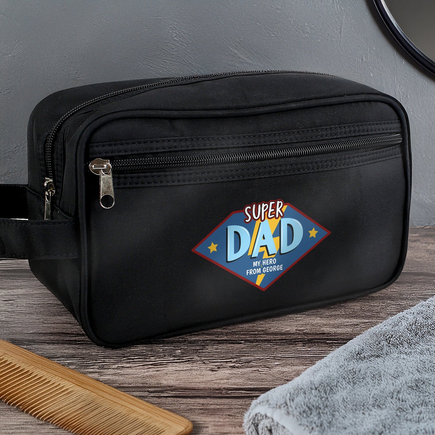 Personalised Super Dad Toiletry Bag: 1 - Toiletry & Makeup Bags By Gift Moments