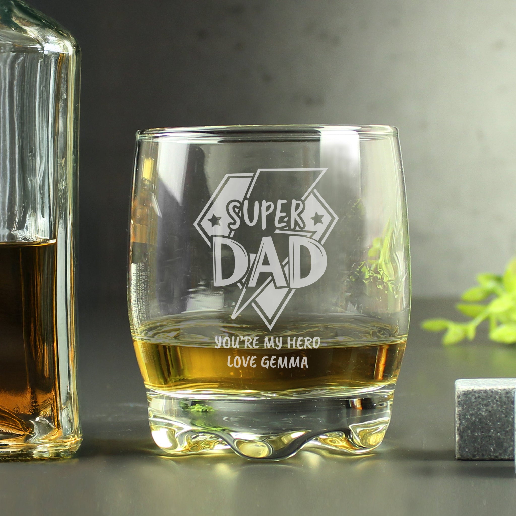 Personalised Super Dad Tumbler Glass: 4 - Tumblers By Gift Moments