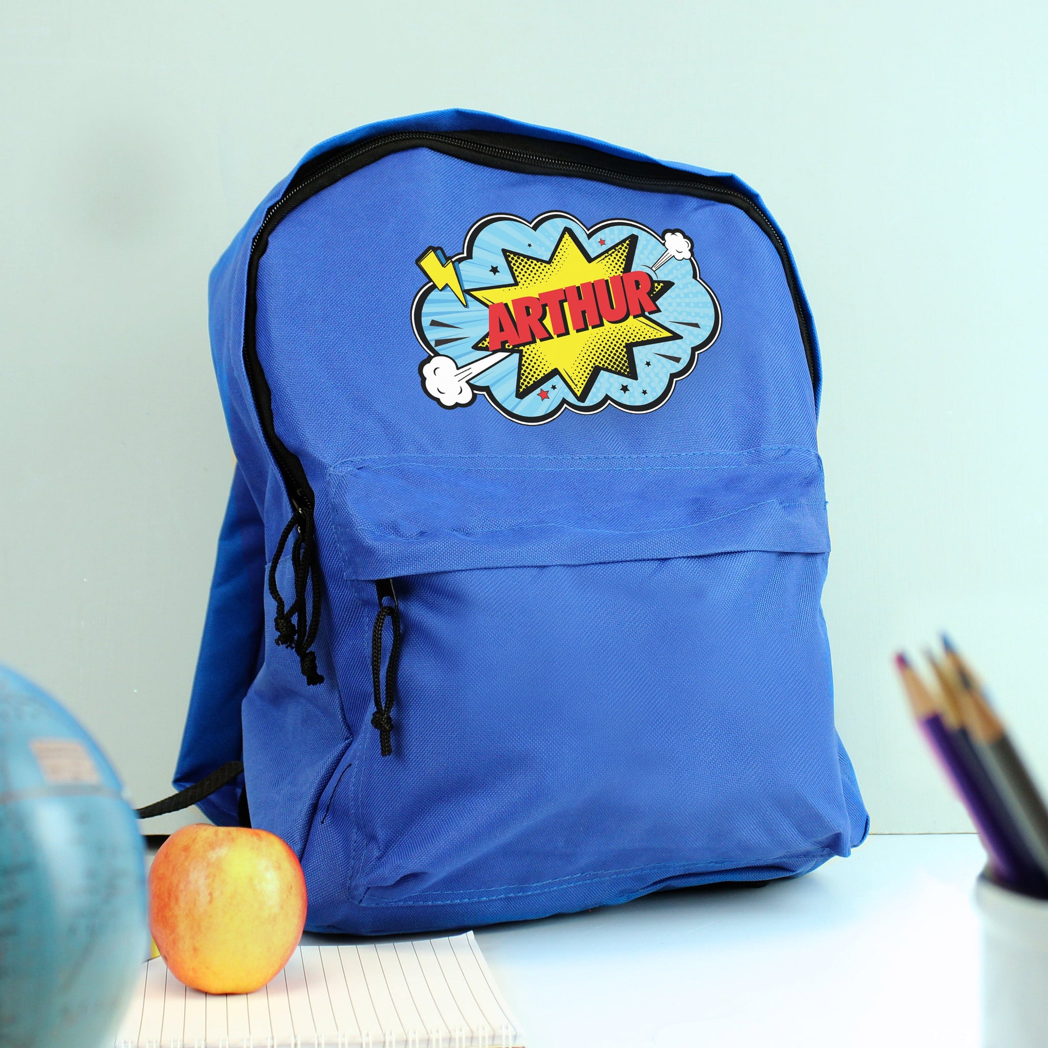 Personalised Superhero Blue Backpack: 2 - Kids Bags By Gift Moments