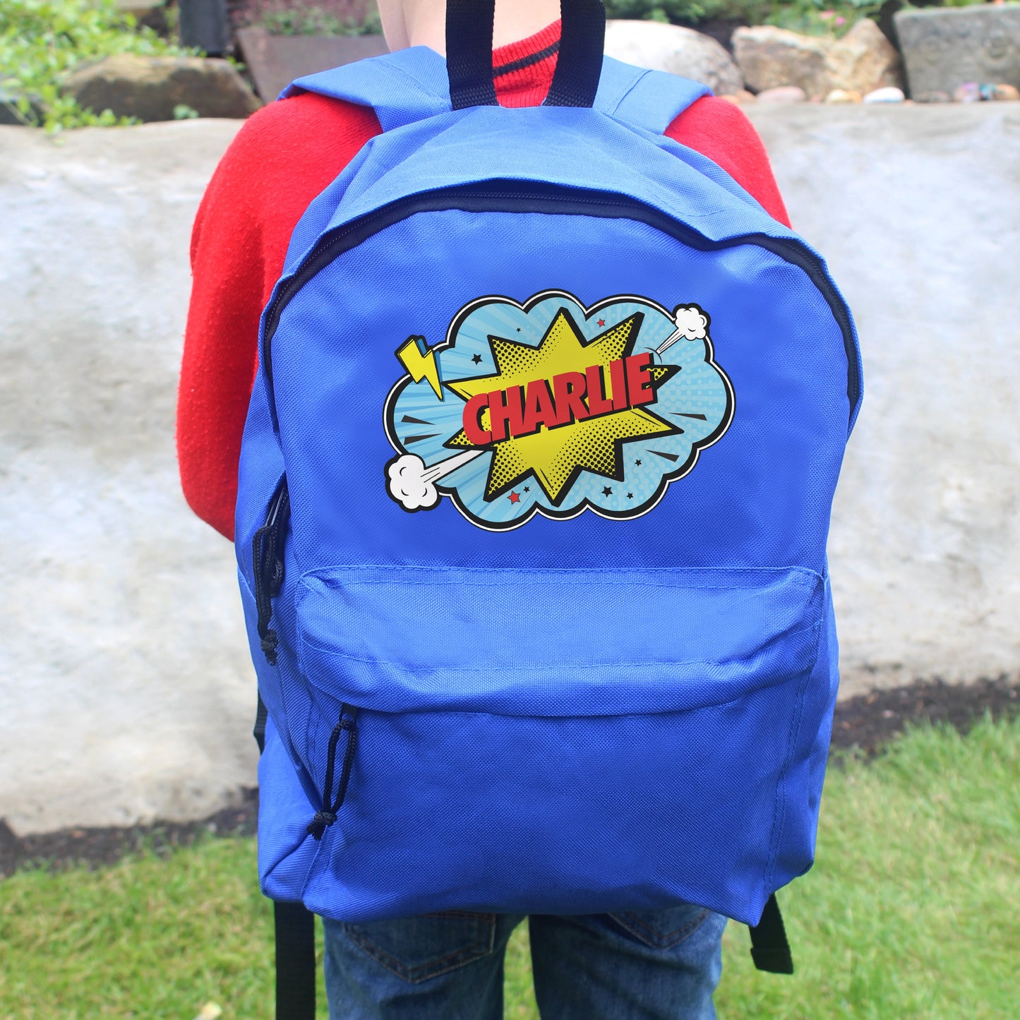 Personalised Superhero Blue Backpack: 3 - Kids Bags By Gift Moments