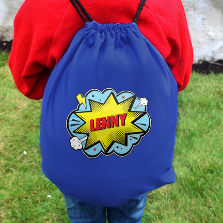Personalised Superhero Blue Kit Bag: 7 - Kids Bags By Gift Moments