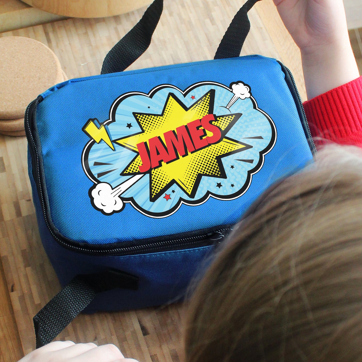 Personalised Superhero Blue Lunch Bag: 2 - Lunch Boxes & Bags By Gift Moments