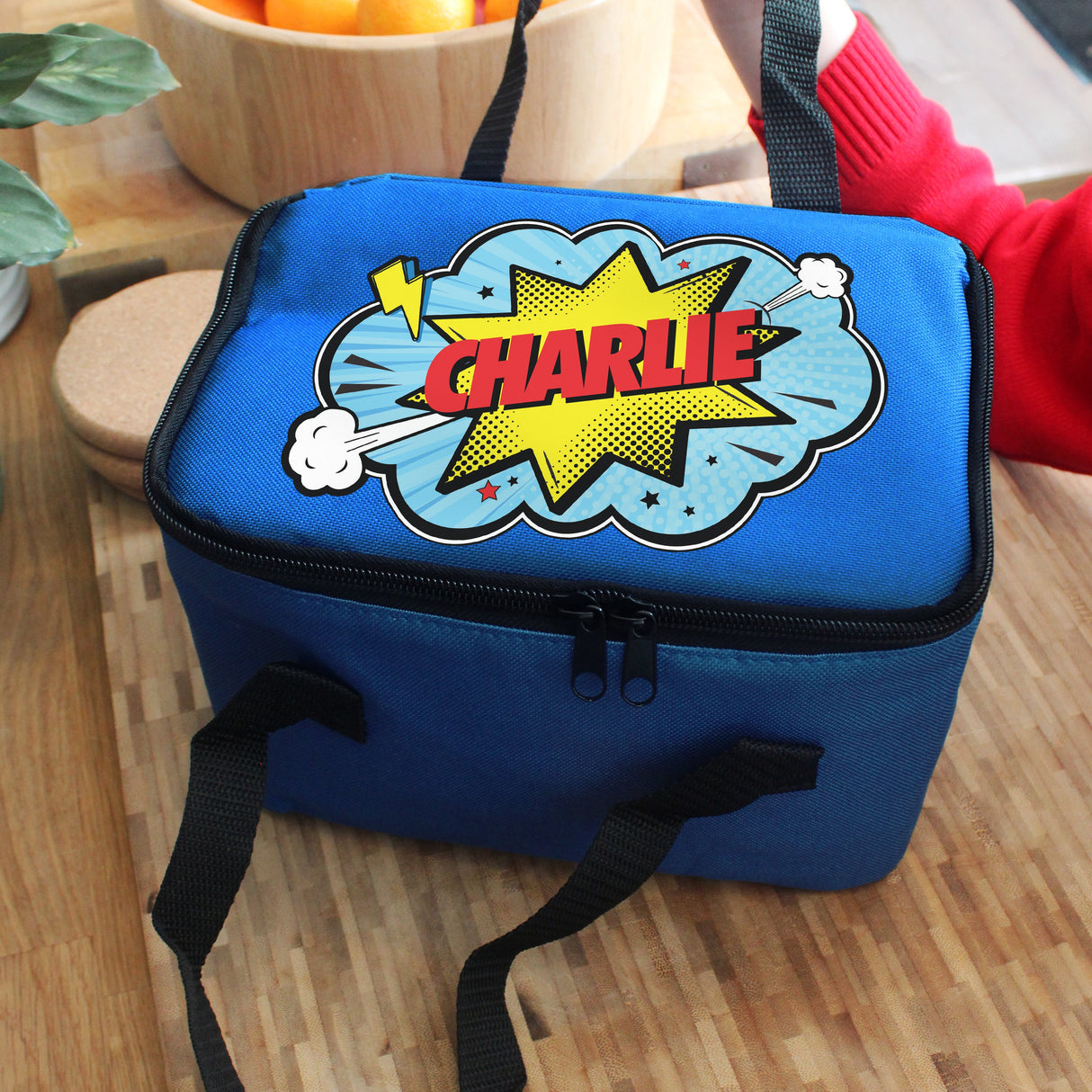 Personalised Superhero Blue Lunch Bag: 1 - Lunch Boxes & Bags By Gift Moments
