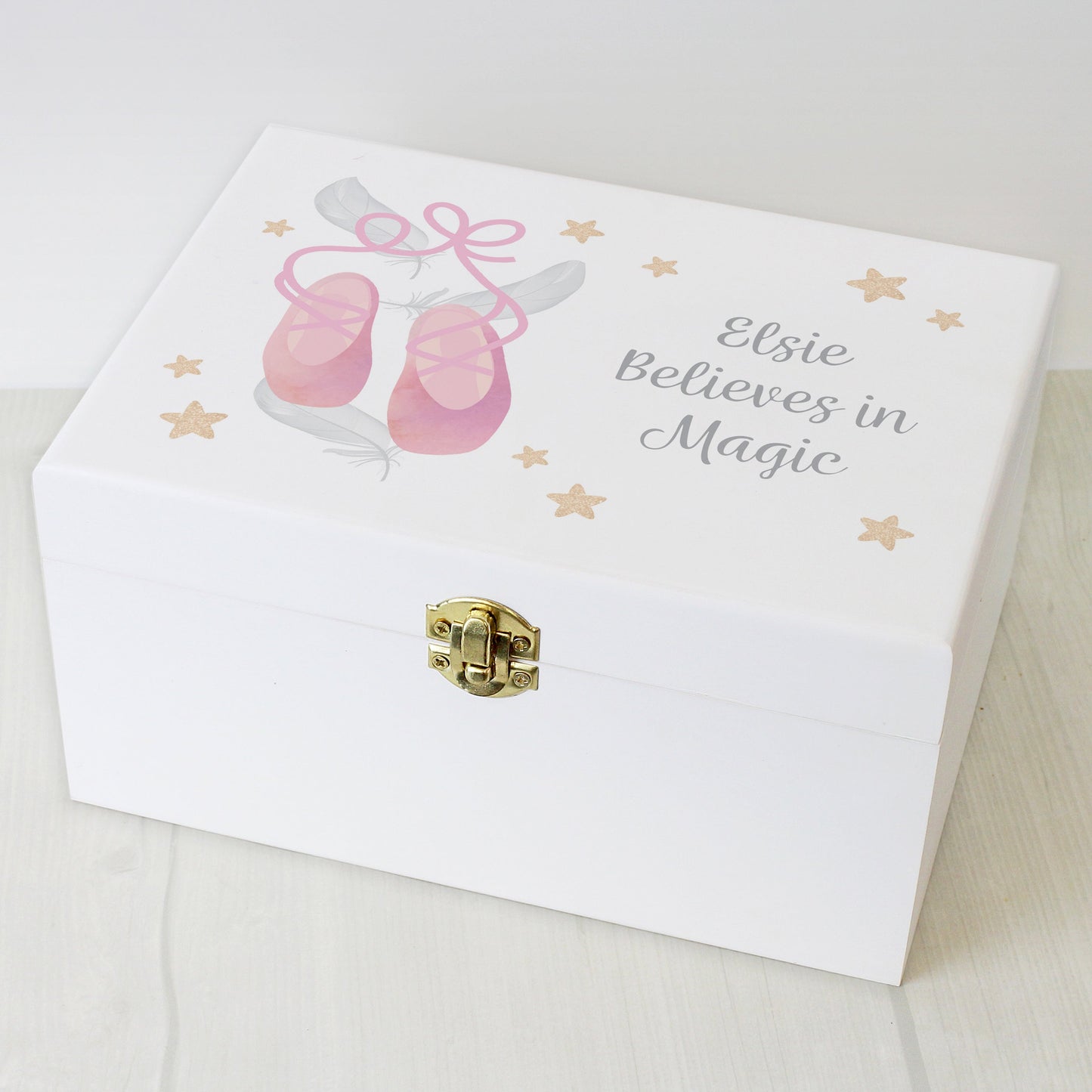 Personalised Swan Lake Ballet White Wooden Keepsake Box: 5 - Keepsake Boxes By Gift Moments