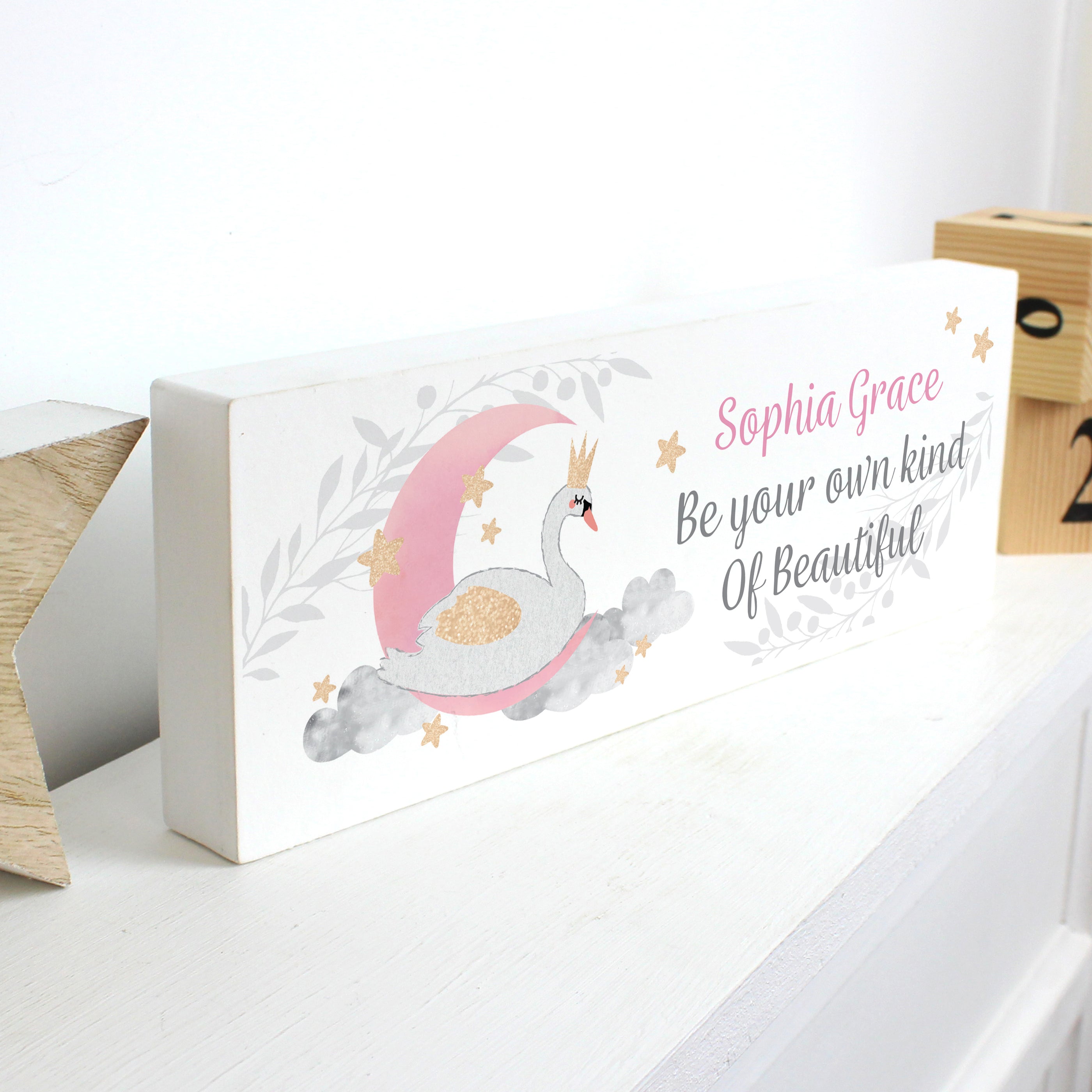 Personalised Swan Lake Wooden Block Sign - Shop Signs & Plaques At Gift Moments - 5