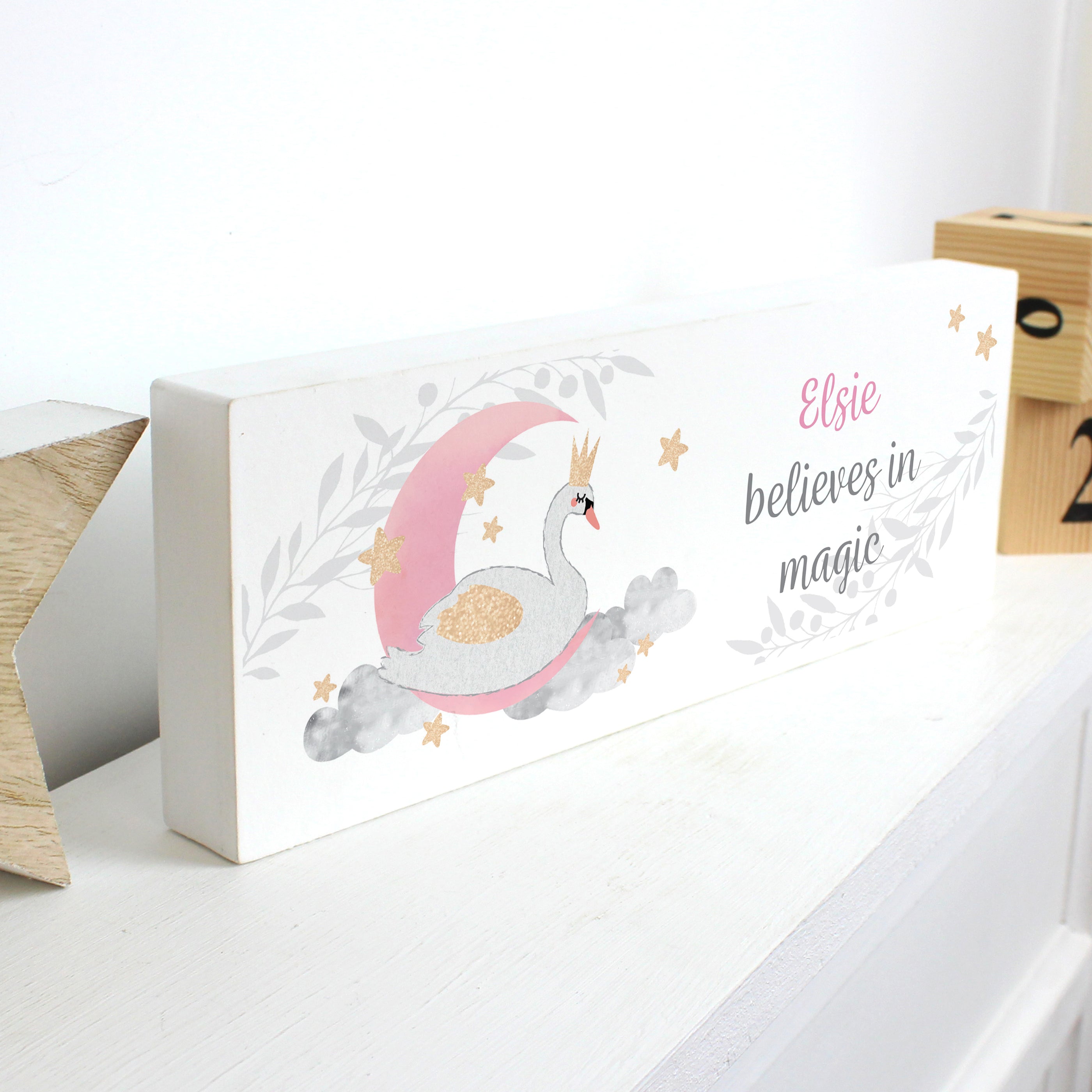 Personalised Swan Lake Wooden Block Sign - Shop Signs & Plaques At Gift Moments - 3