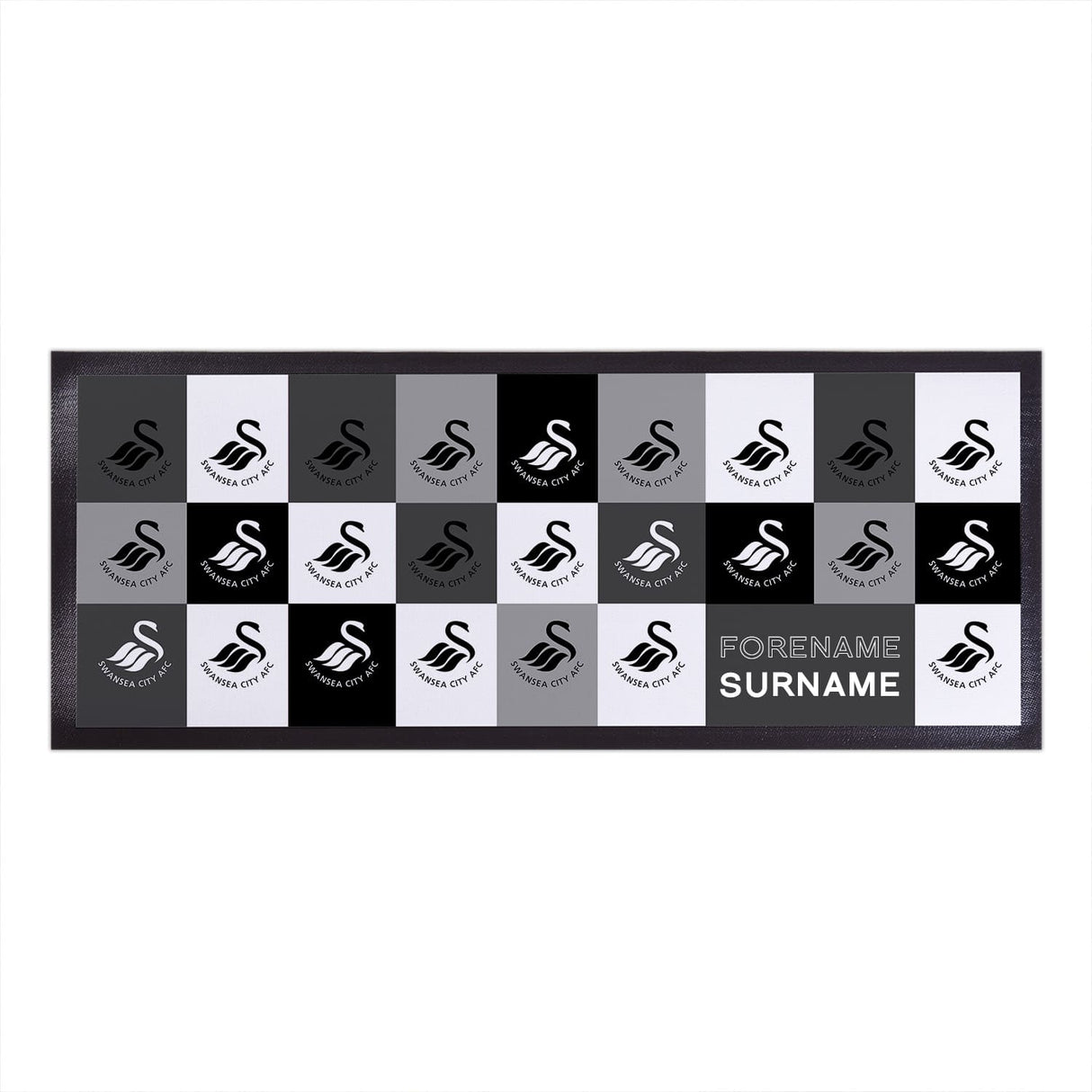 Personalised Swansea City AFC Chequered Bar Runner: 1 - Barware By Swansea City