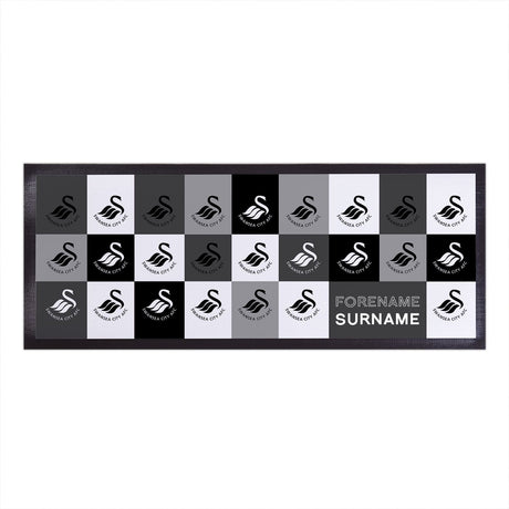 Personalised Swansea City AFC Chequered Bar Runner: 1 - Barware By Swansea City