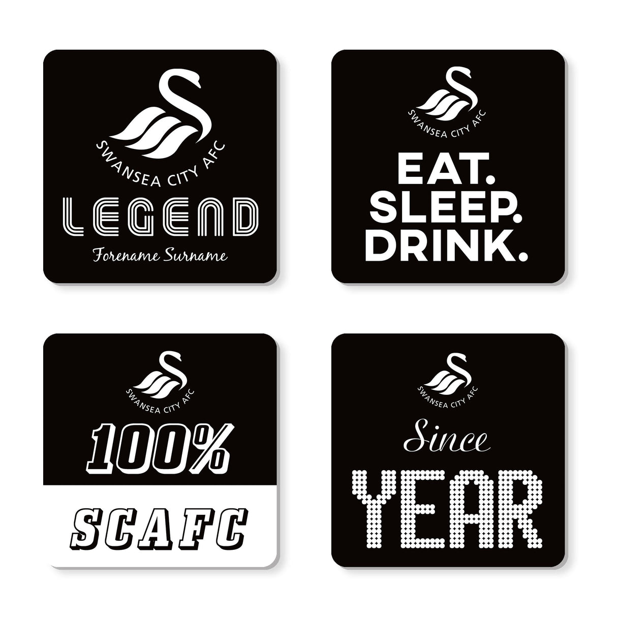 Personalised Swansea City AFC Coasters: 1 - Coasters By Swansea City