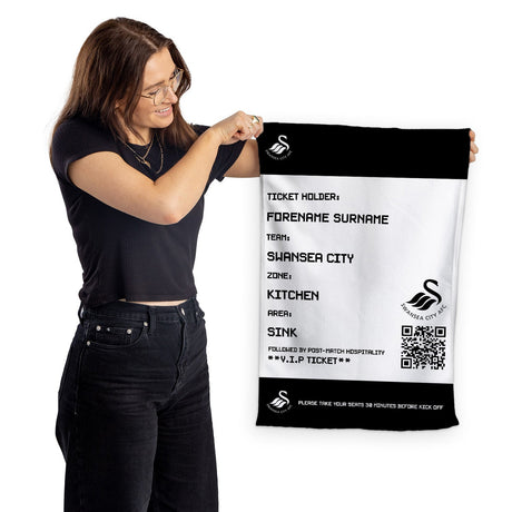 Personalised Swansea City AFC FD Ticket Tea Towel: 1 - Tea Towels By Swansea City