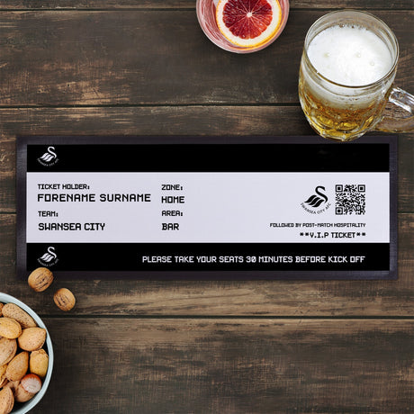 Personalised Swansea City AFC Ticket Bar Runner: 1 - Barware By Swansea City