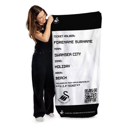 Personalised Swansea City AFC Ticket Beach Towel: 1 - Towels By Swansea City