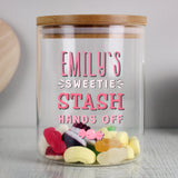 Personalised Sweetie Stash Glass Jar with Bamboo Lid: 2 - Storage By Gift Moments