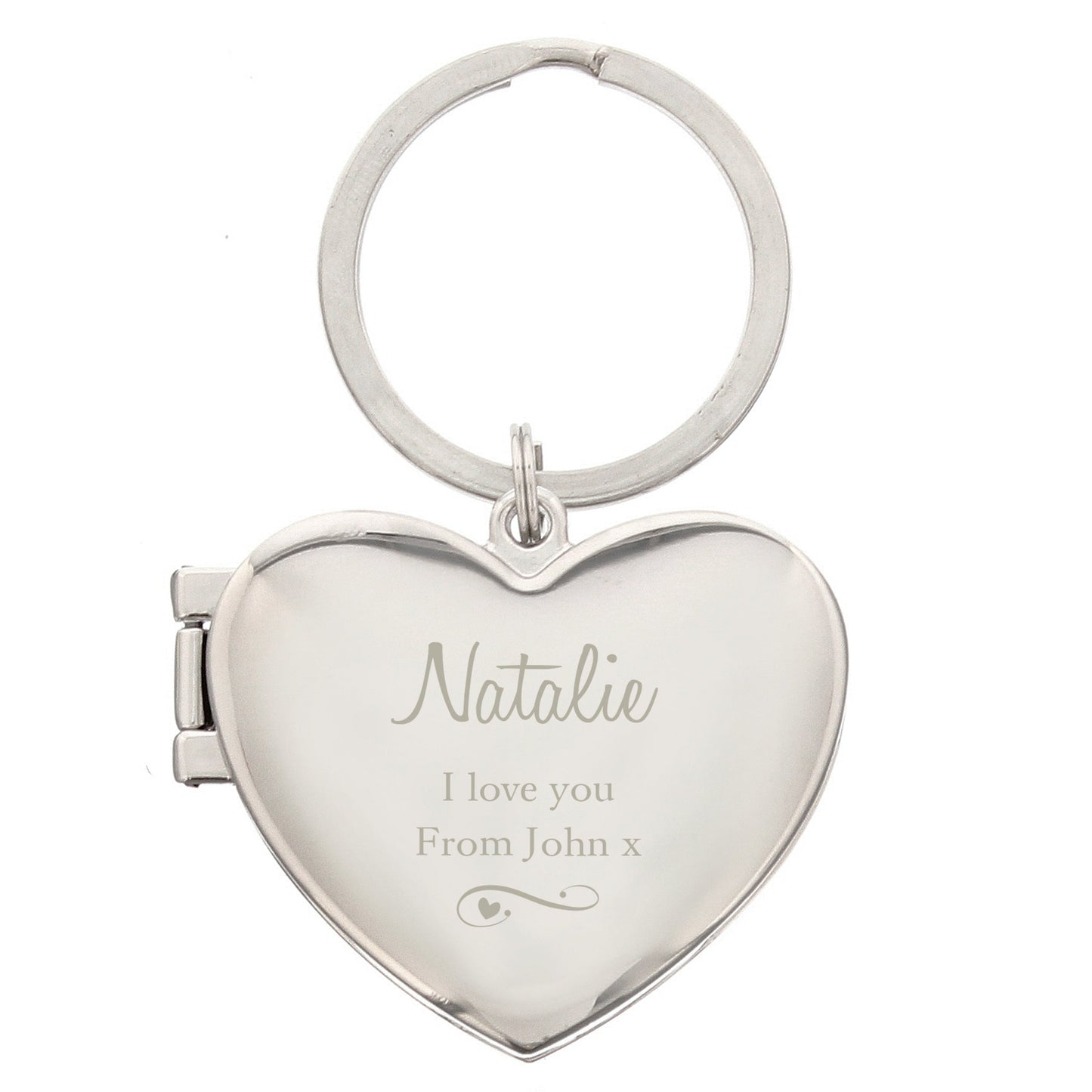 Personalised Swirl Heart Photoframe Keyring: 2 - Keyrings By Gift Moments