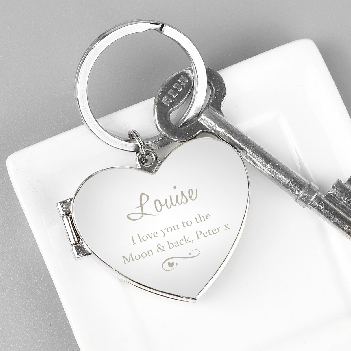 Personalised Swirl Heart Photoframe Keyring: 1 - Keyrings By Gift Moments