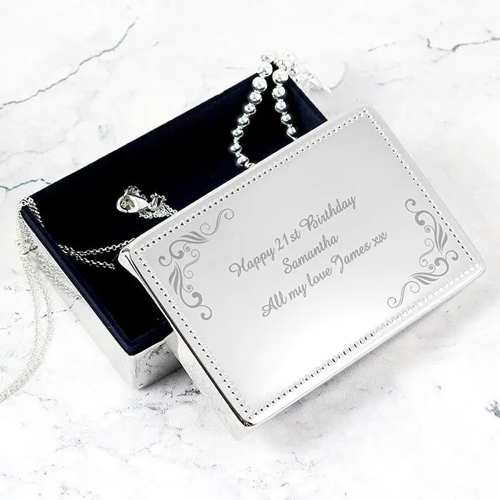 Personalised Swirl Rectangular Jewellery Box: 2 - Jewellery Boxes By Gift Moments