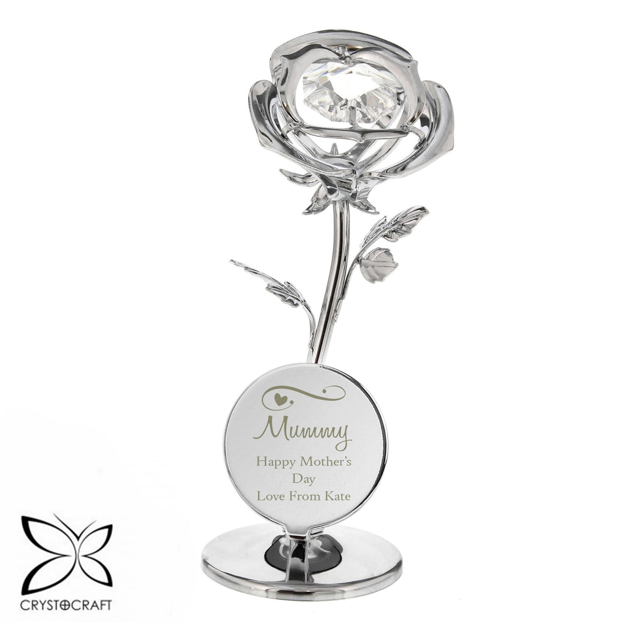 Personalised Swirls & Hearts Crystocraft Rose Ornament: 5 - Ornaments By Crystocraft