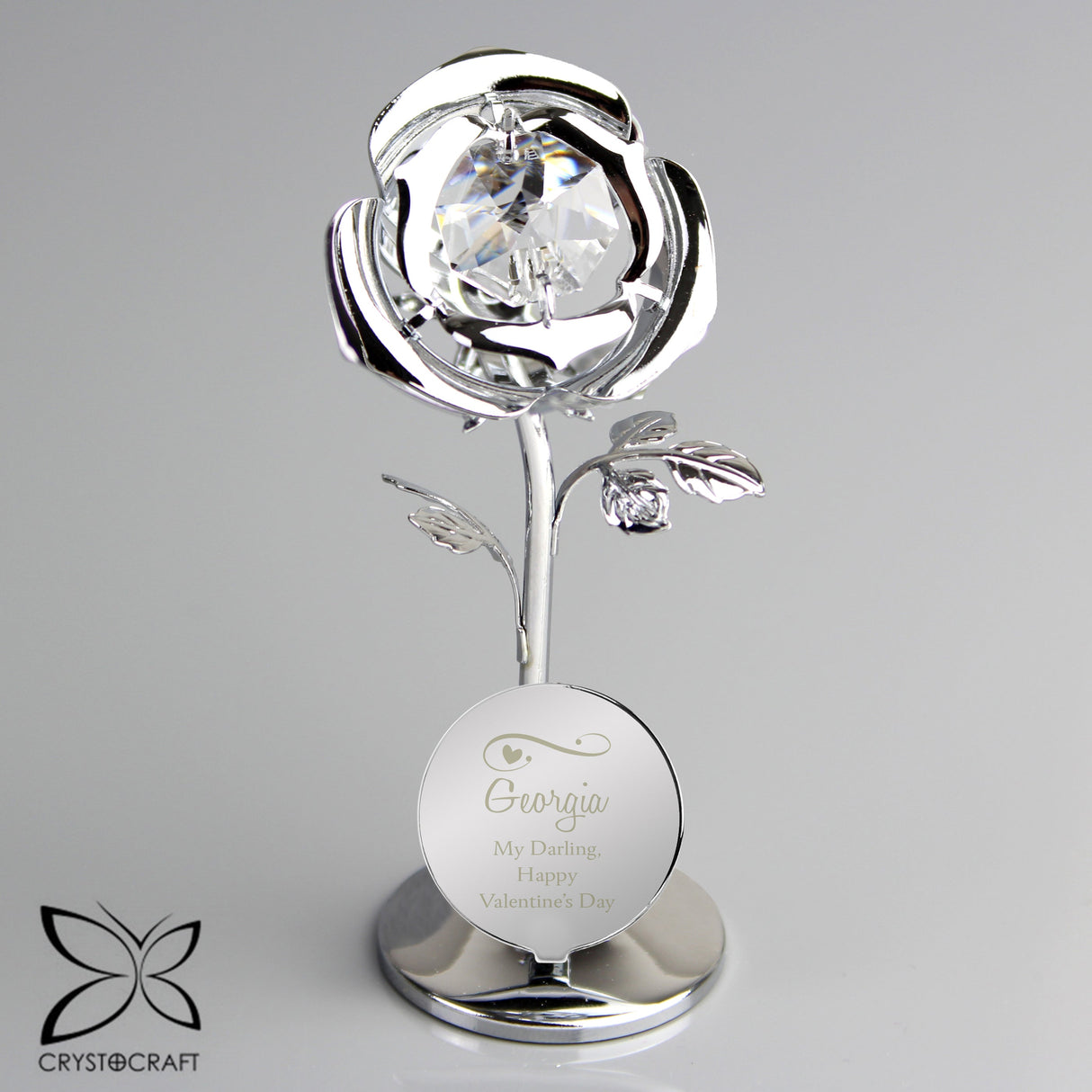Personalised Swirls & Hearts Crystocraft Rose Ornament: 2 - Ornaments By Crystocraft