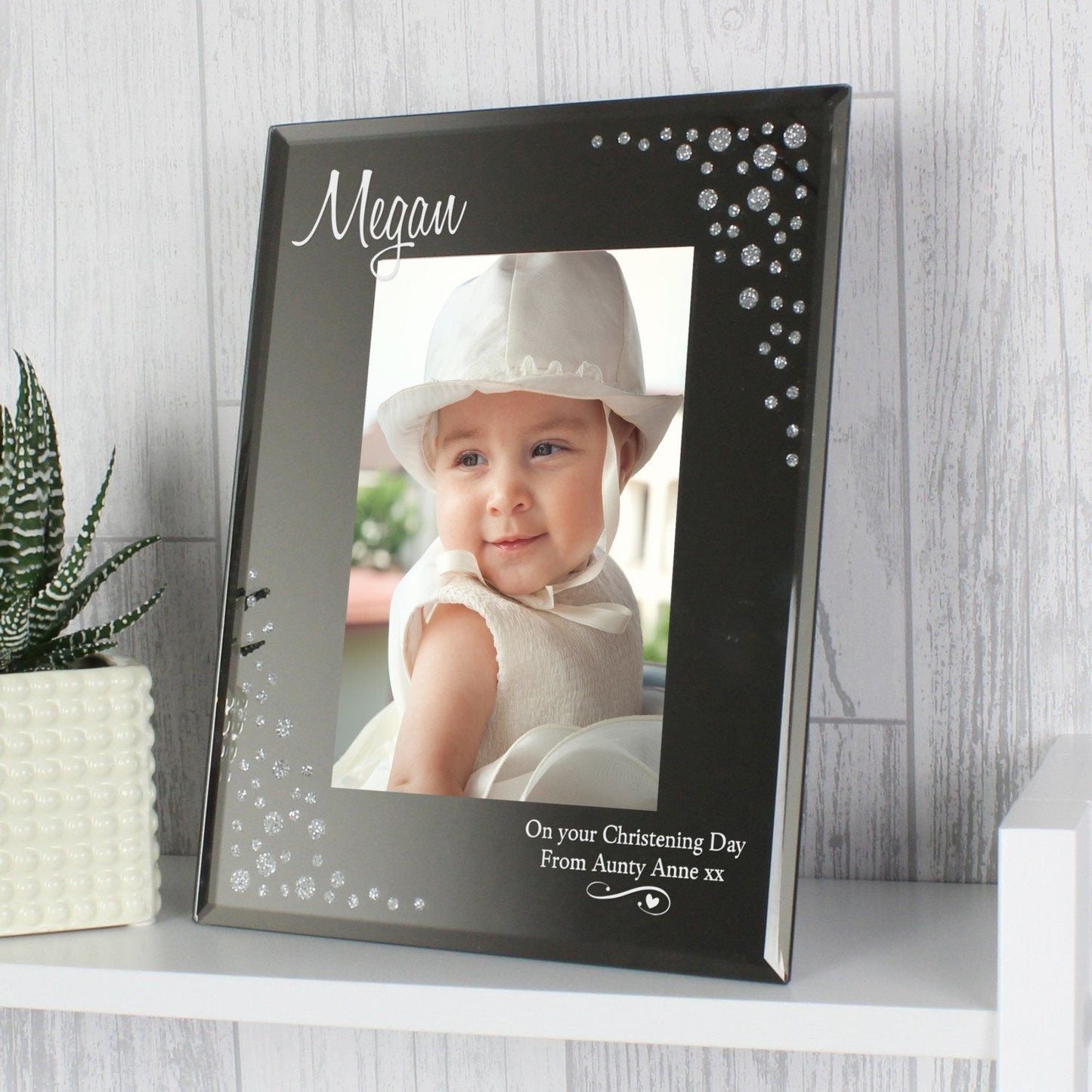 Personalised Swirls & Hearts Diamante 6x4 Glass Photo Frame: 3 - Photo Frames By Gift Moments