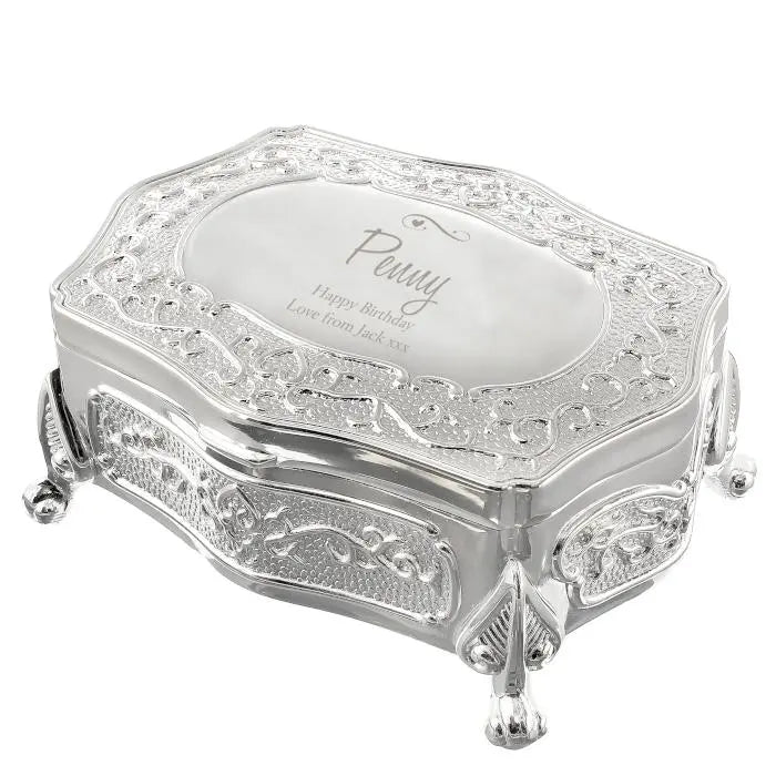 Personalised Swirls & Hearts Small Antique Trinket Box - Shop Trinket Boxes At Gift Moments - 5