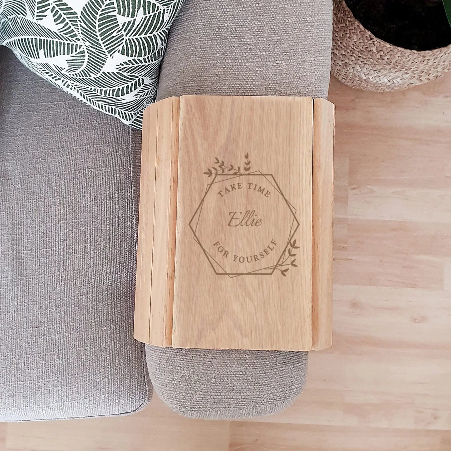 Personalised Take Time For Yourself Wooden Sofa Tray: 2 - Coasters By Gift Moments