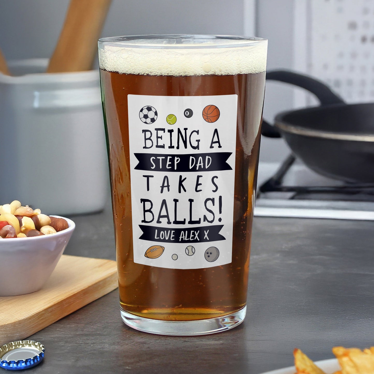 Personalised It Takes Balls Printed Beer Glass: 1 - Beer Glasses By Gift Moments