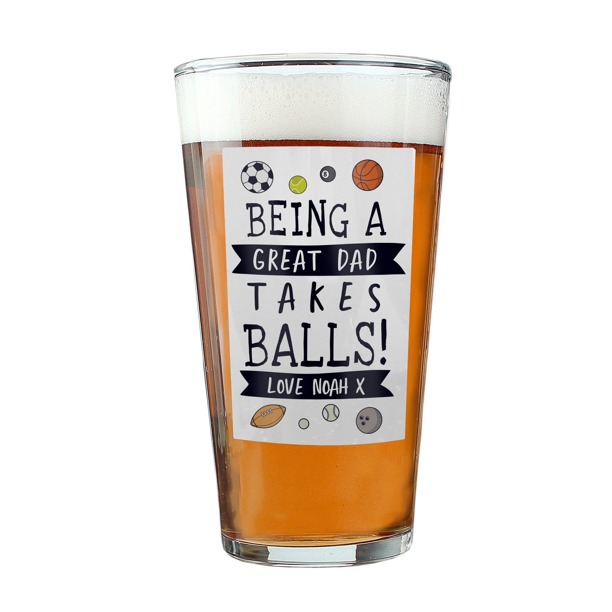 Personalised It Takes Balls Printed Beer Glass: 5 - Beer Glasses By Gift Moments