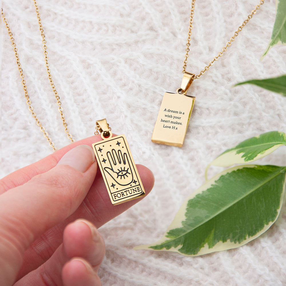 Personalised Tarot Card Gold Necklaces: 1 - Fortune - Necklaces By Gift Moments