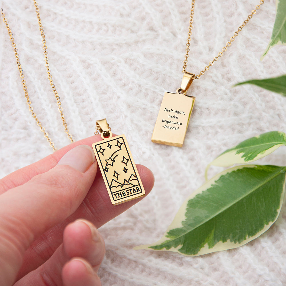 Personalised Tarot Card Gold Necklaces: 4 - Star - Necklaces By Gift Moments