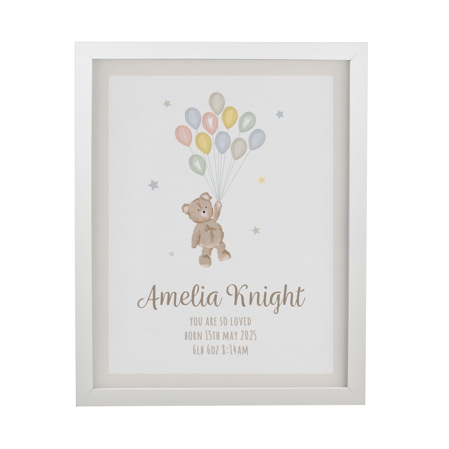 Personalised Teddy Balloon Framed Prints: 9 - Framed Prints By Gift Moments