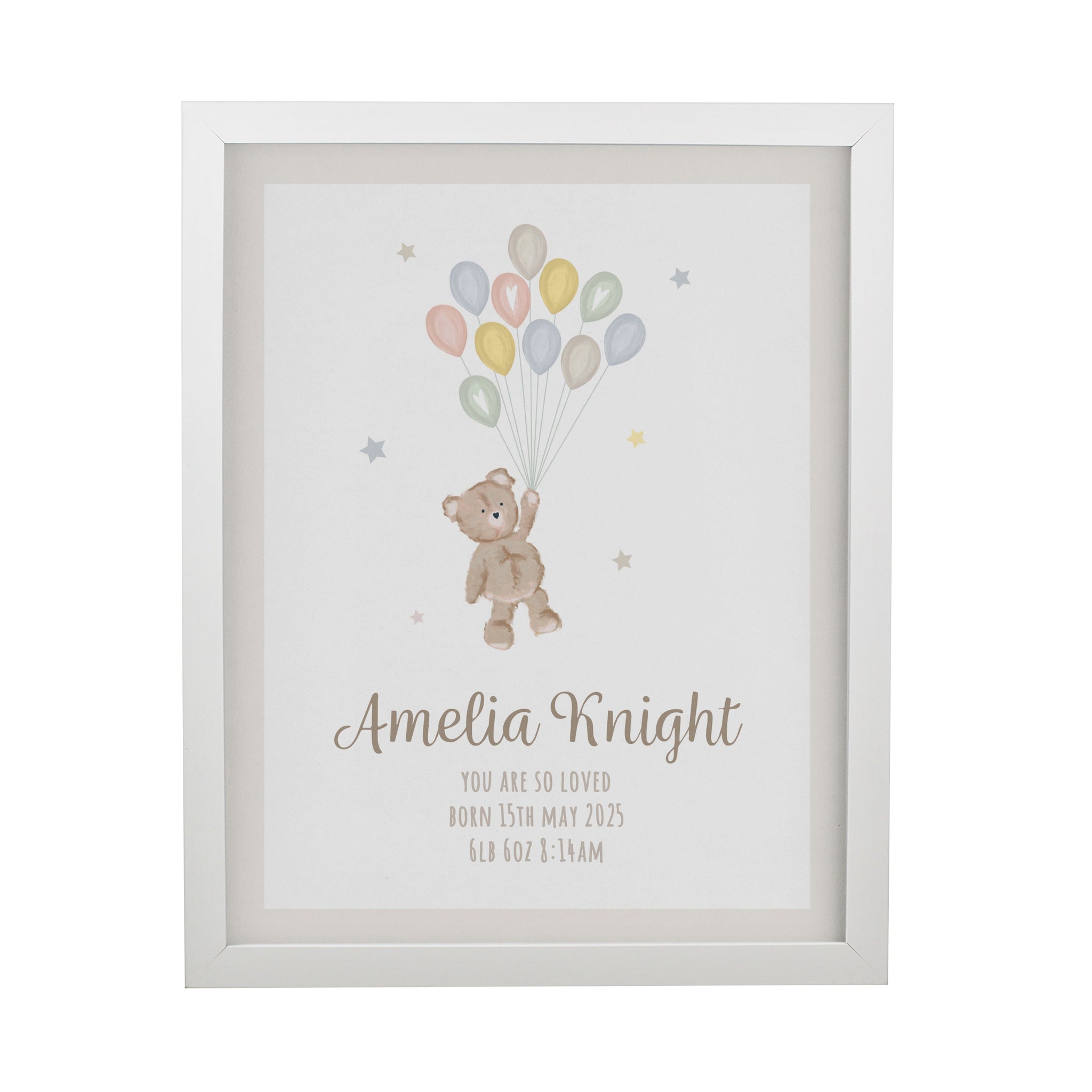 Personalised Teddy Balloon Framed Prints: 9 - Framed Prints By Gift Moments