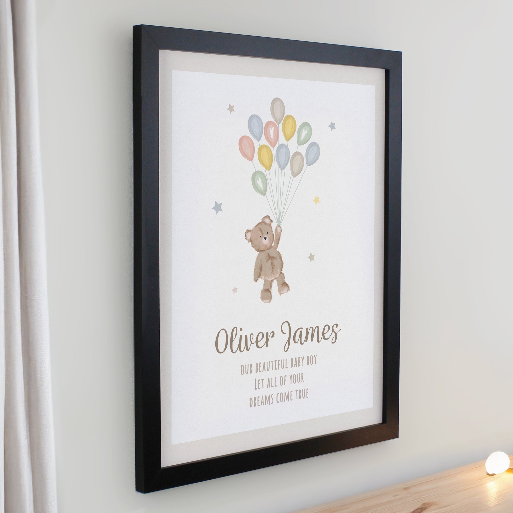 Personalised Teddy Balloon Framed Prints: 5 - Framed Prints By Gift Moments