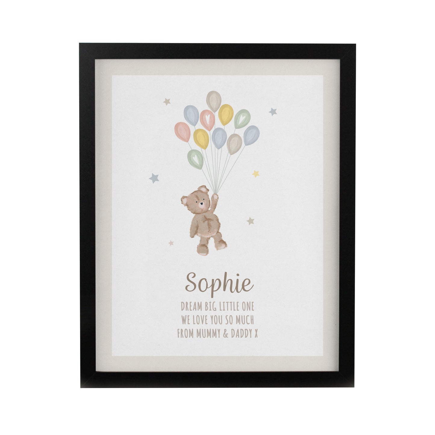 Personalised Teddy Balloon Framed Prints: 8 - Framed Prints By Gift Moments
